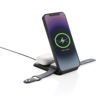 Logotrade reklaamkingituse foto: Swiss Peak RCS rPU 15W kolm-ühes magnetiline juhtmevaba laadija