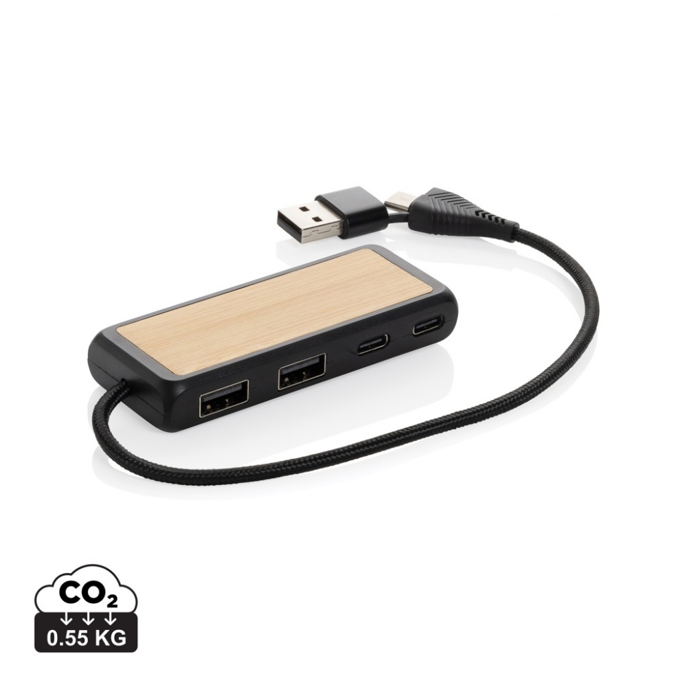 Logotrade reklaamtooted pilt: Link RCS-i taaskasutatud plastist ja bambusest kahe sisendiga USB-jaotur