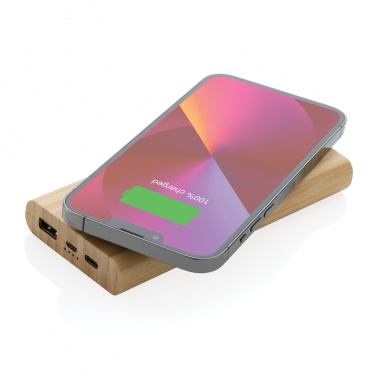 Logotrade ärikingid pilt: Bambusest 8000 mAh 5W juhtmevaba akupank