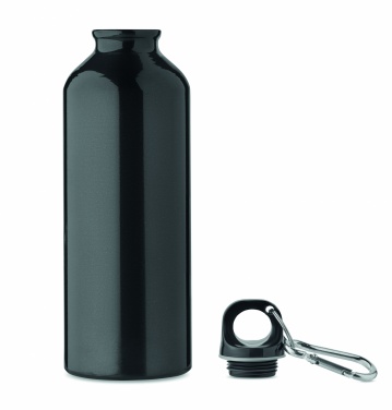 Logotrade reklaamkingituse foto: Taaskasutatud alumiiniumist valmistatud ühekordse seinaga joogipudel 500 ml karabiiniga