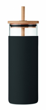 Logotrade meene foto: 450 ml bambusest kaane ja kõrrega joogitops