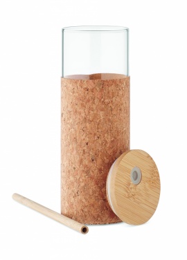 Logo trade ärikingituse pilt: Korgist ümbrise ja bambusest kaanega joogitops, 450 ml