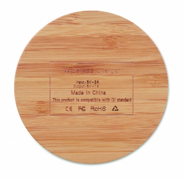 Logo trade reklaamtoote pilt: Juhtmeta bambusest laadija 5W