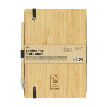 Logo trade reklaamkingituse pilt: BambooPlus paberist märkmik A5 – tindivaba pliiats