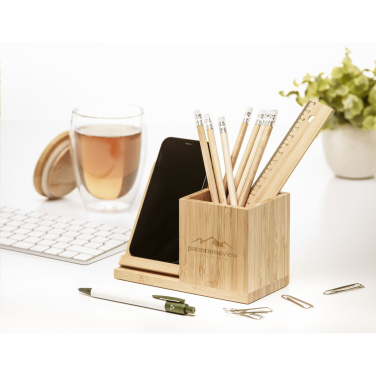 Logo trade firmakingi pilt: Bamboo Boss 15W laadija/pliiatsihoidja