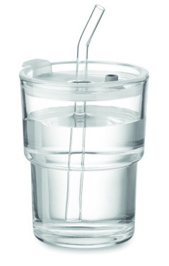 Logotrade firmakingi foto: SIP klaasist joogitops kõrrega 400ml