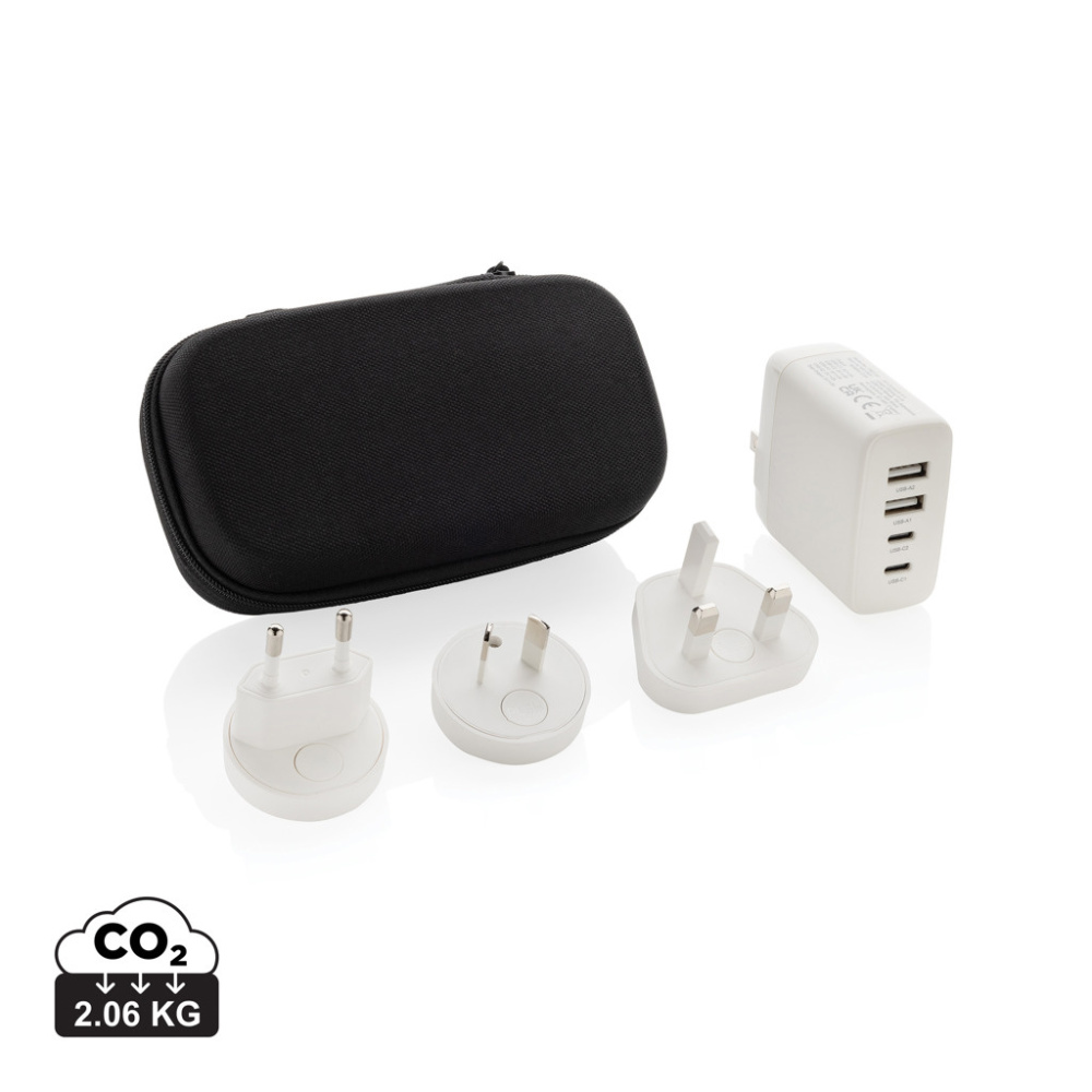 Logo trade firmakingituse pilt: TravelCharge Pro RCS plastikust reisilaadija USB C-ga