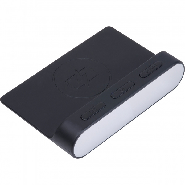 Logo trade reklaamtooted foto: Äratuskell ja juhtmevaba laadija ADELAIDE