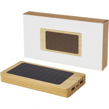 Logo trade mainostuote kuva: Alata aurinkokennoilla lataava 8000 mAh:n varavirtalähde bambusta
