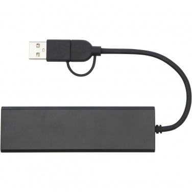 Logotrade liikelahjat mainoslahjat tuotekuva: Rise RCS-kierrätetystä alumiinista valmistettu USB 2.0 -keskitin