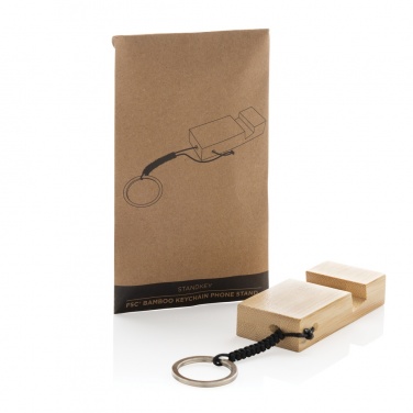 Logo trade mainoslahjat ja liikelahjat kuva: Standkey puhelinteline avaimenperä bambua