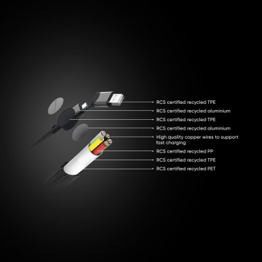 Logotrade mainoslahjat ja liikelahjat tuotekuva: Oakland RCS 1.2m 6-in-1 nopean latauksen 45W kaapeli
