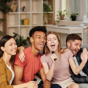 Logo trade liikelahja kuva: Singvibe RCS karaokesarja tuplamikrofonilla kierrätysmuovia