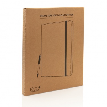 Logo trade mainoslahja kuva: Deluxe korkki portfolio A4 kynällä