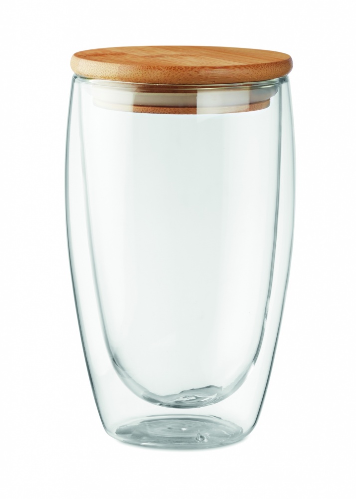 Logotrade mainostuote tuotekuva: Bambu borosilikaattilasi 450 ml Frankfurt