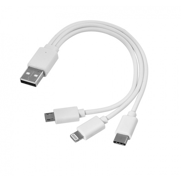 Logo trade liikelahja mainoslahja tuotekuva: 3 in 1 USB-kaapeli tyyppi c + micro USB + lightning