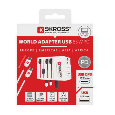 Logo trade mainostuotet tuotekuva: SKROSS World Travel adapteri MUV 65W PD USB C -kaapelilla