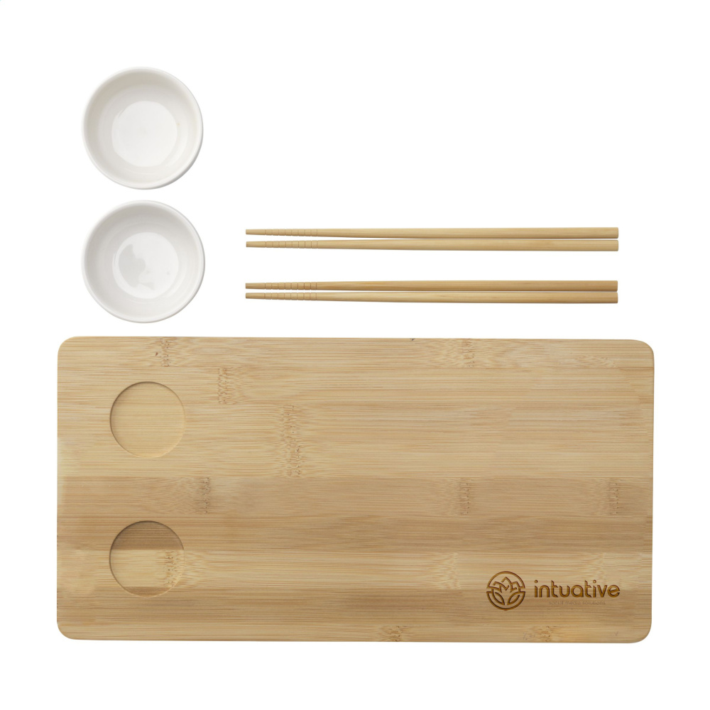 Logo trade mainostuote kuva: Temaki Bamboo Sushi Tray lahjasetti
