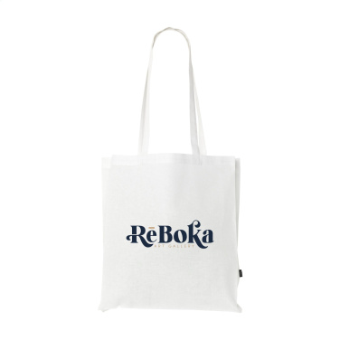 Logo trade liikelahja mainoslahja tuotekuva: Värillinen neliölaukku GRS kierrätettyä puuvillaa (150 g/m²)