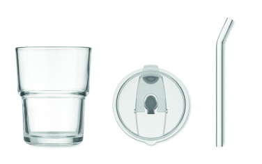 Logotrade liikelahja mainoslahja kuva: Lasipullo pillillä 400ml