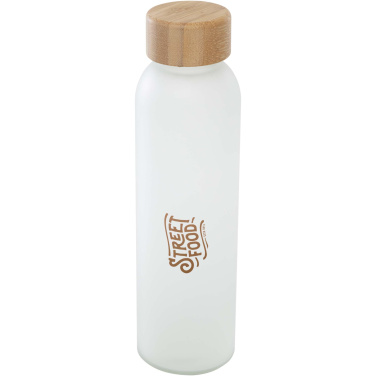 Logo trade mainostuote kuva: Lume 500 ml:n himmeä natronkalkkilasipullo, jossa on bambukansi