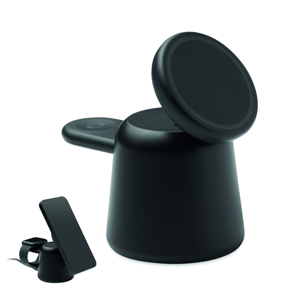 Logo trade mainoslahja ja liikelahja tuotekuva: 3 in 1 langaton laturi 15W