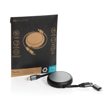 Logo trade liikelahja kuva: Terra RCS 240W kierrätysalumiini 2 in 1 vetokaapeli