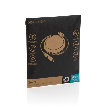 Logo trade mainoslahjat ja liikelahjat kuva: Terra RCS 240W kierrätysalumiini 2 in 1 vetokaapeli