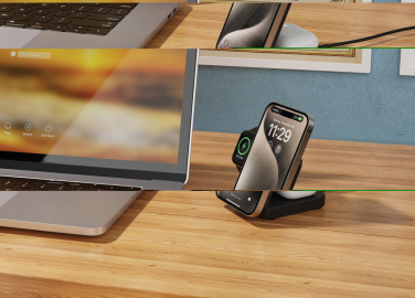 Logotrade verslo dovanos nuotrauka: Urban Vitamin Arcadia RCS plastikinis 15W 3in1 magnetinis įkroviklis