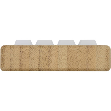 Logotrade reklaminės dovanos nuotrauka: „Algol“ perdirbto plastiko telefono stovas ir žaislas-juodas fidget'as su bambuko detalėmis