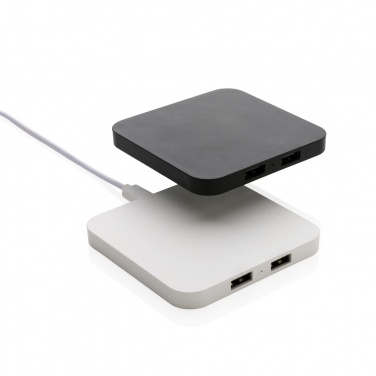 Logotrade dāvanas foto: RCS pārstrādāta plastmasas 10 W bezvadu lādētājs ar USB portiem