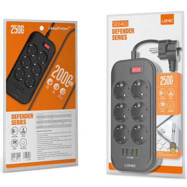 Logotrade dāvanas foto: Barošanas sloksne ar USB portiem