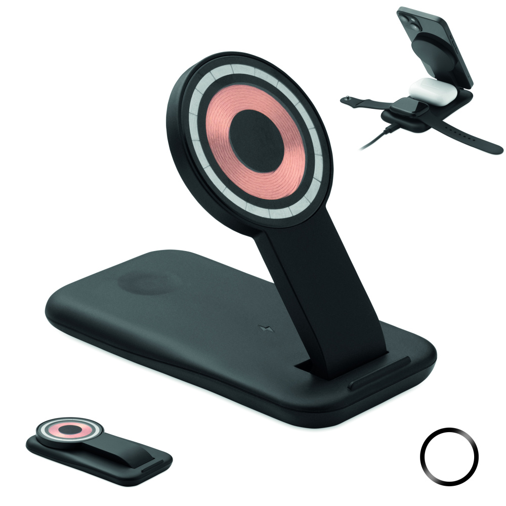 Logotrade Ideja dāvanas foto: 3 vienā bezvadu lādētājs 15 W