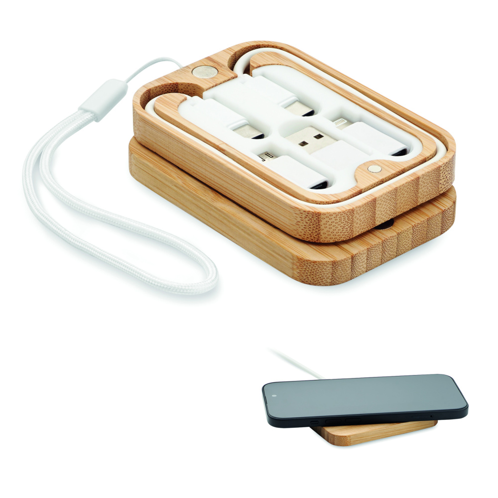 Лого трейд pекламные продукты фото: 15W wireless charger in bamboo
