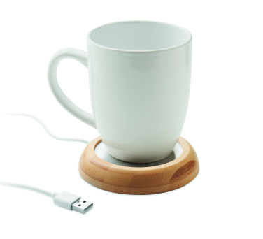 Лого трейд pекламные подарки фото: Bamboo mug warmer with USB