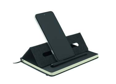 Лого трейд pекламные подарки фото: A5 notebook with phone holder