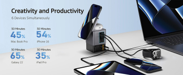 Лого трейд pекламные продукты фото: Зарядное устройство Urban Vitamin Sacramento 105 Вт GAN + втягивающиеся кабели