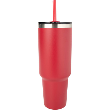 Logotrade presentreklam bild: Sydney dubbelväggig vakuumisolerad kopparmugg med sugrör, 1 200 ml